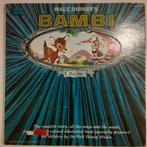 1962 Vintage Walt Disney's Disneyland Book Magic Mirror Series w/ Vinyl LP-BAMBI